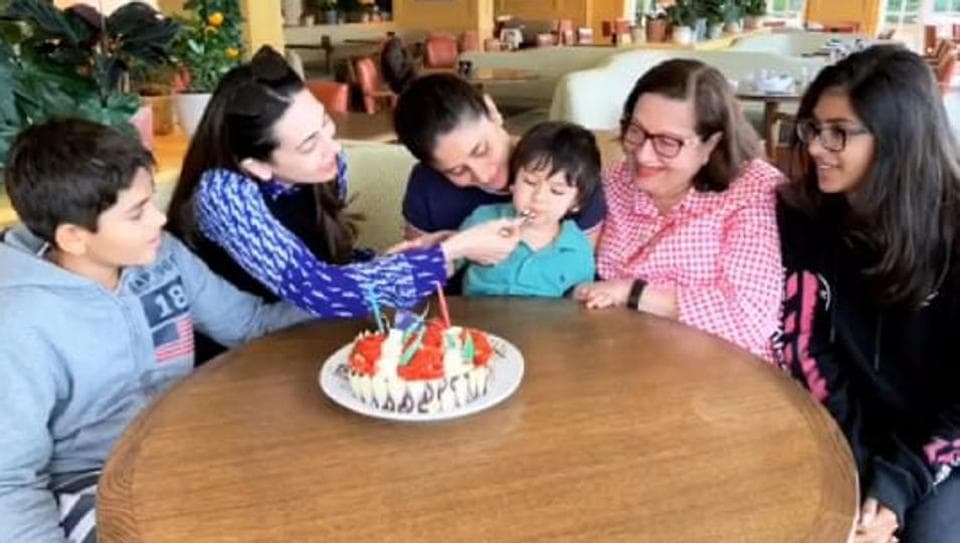 Karisma Kapoor feeds Taimur a piece of cake at her birthday bash as ...