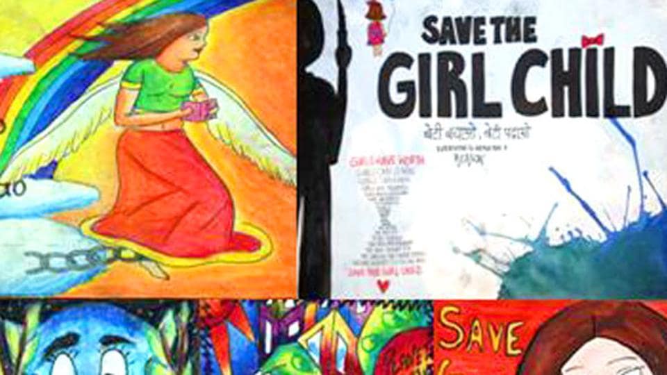 save girl child poster / save girl child drawing / beti bachao beti padhao  chitra - YouTube