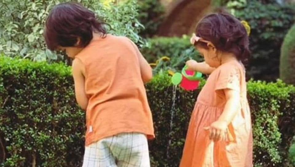 Kareena Kapoor’s son Taimur, cousin Inaaya are a picture of cuteness as they water plants, see pic