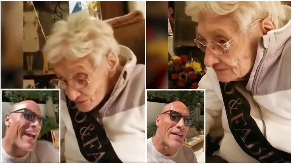 Dwayne Johnson wishes 100-year old fan on her birthday and the video will melt your heart