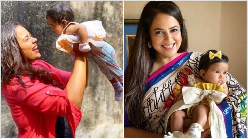 Sameera Reddy shares pic with daughter asks ‘how in our country the girl child was considered a burden’