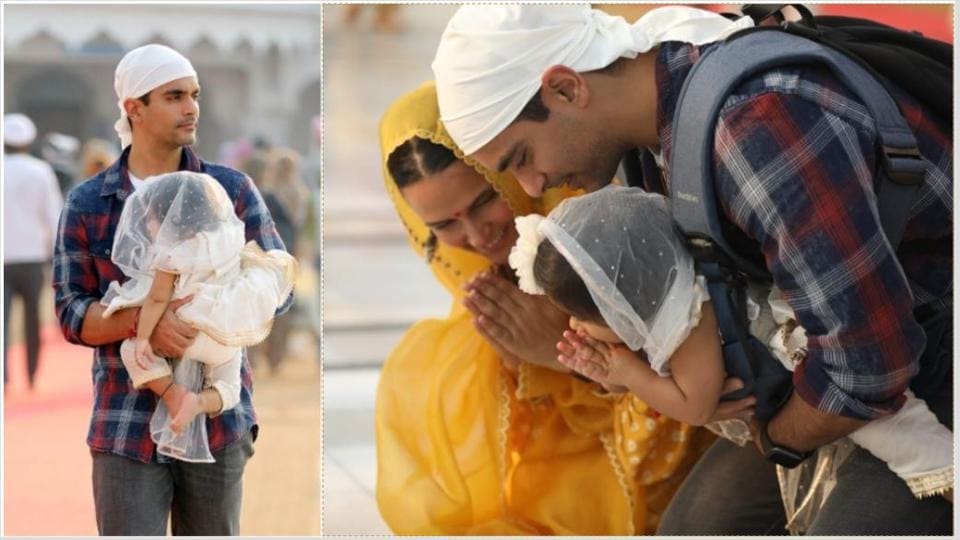 Neha Dhupia, Angad Bedi celebrate daughter Mehr’s 1st birthday with a visit to Golden Temple. See pics