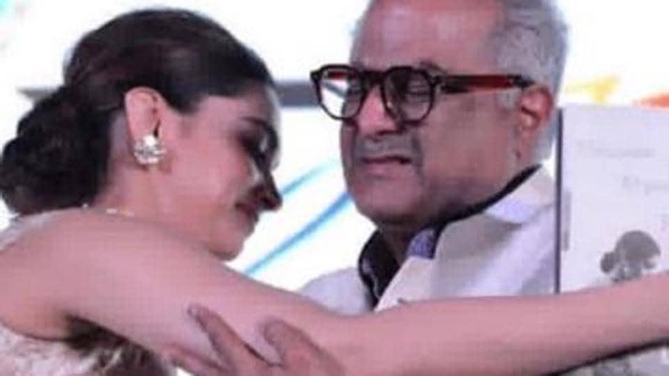 Deepika Padukone hugs Boney Kapoor as he tears up at Sridevi biography launch. Watch video