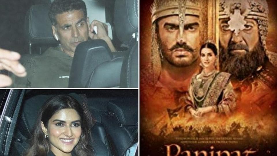 Panipat celeb screening: Akshay Kumar, Anil Kapoor, Chunky Pandey watch Arjun Kapoor, Kriti Sanon film