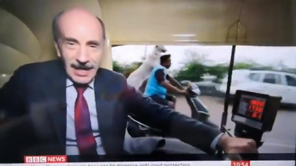 Dog riding pillion ‘photobombs’ BBC show, video leaves people in splits