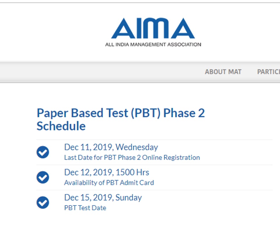 AIMA MAT PBT admit card 2019 to be released today for phase 2 exam at