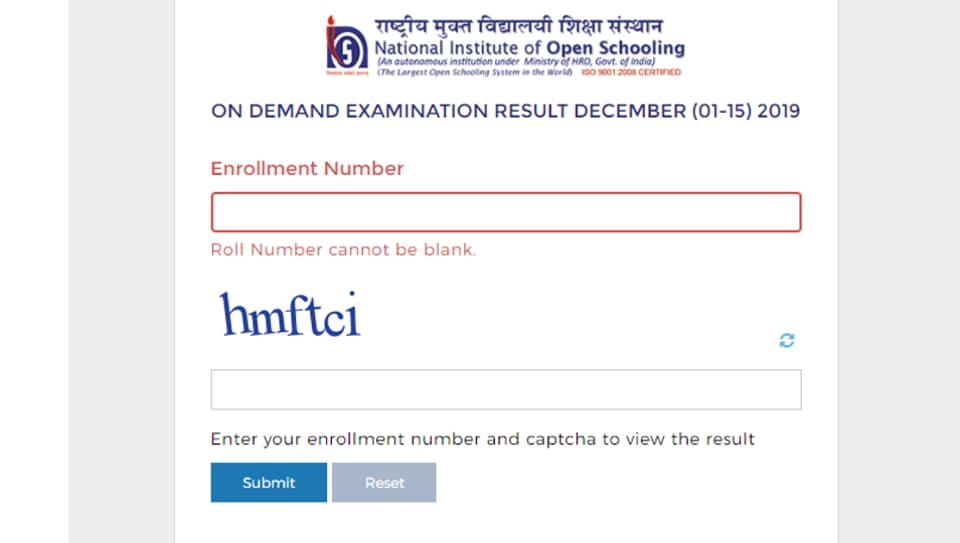 Nios On Demand Exam Result