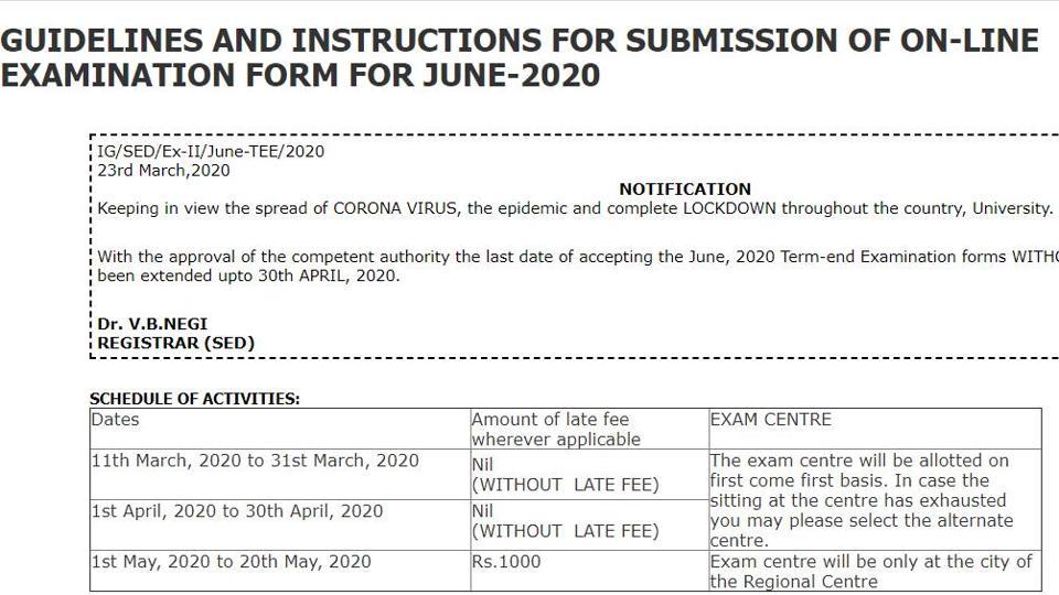 IGNOU June TEE 2020: Last Date For Submitting Applications Extended ...