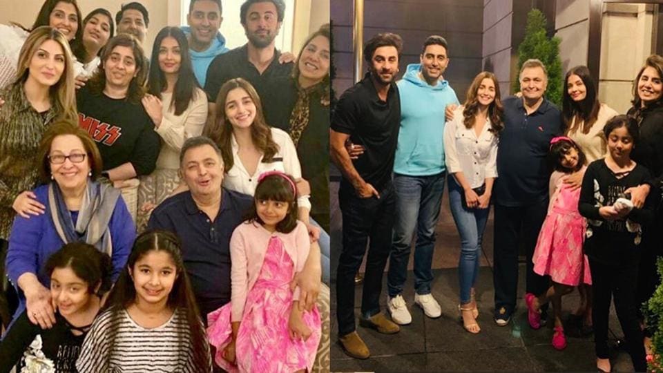 When Aishwarya Rai-Abhishek Bachchan, Ranbir Kapoor-Alia Bhatt joined Rishi Kapoor in New York, spot Aaradhya in his lap