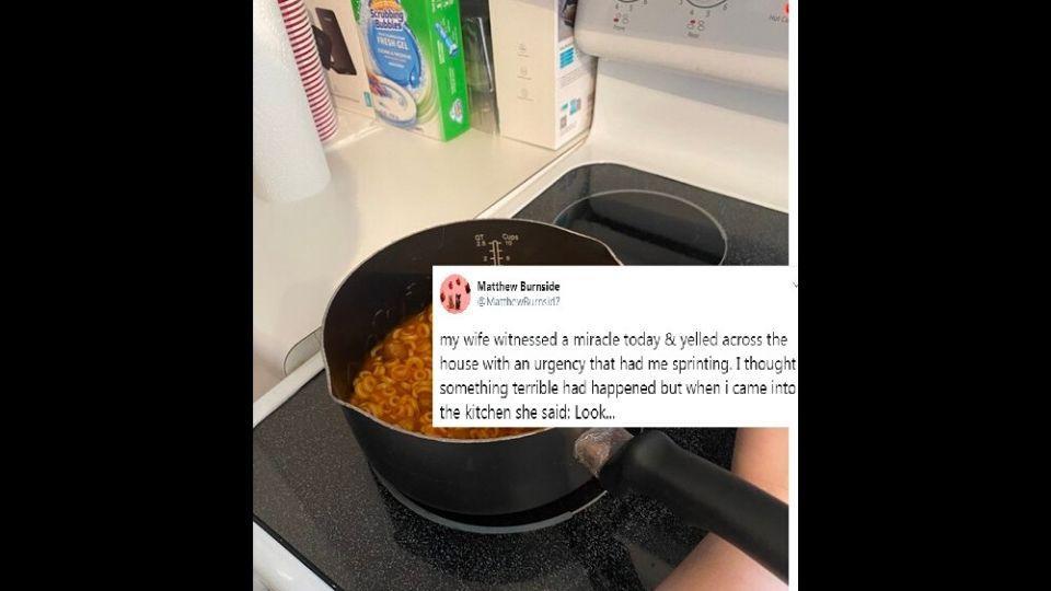 Wife witnesses ‘miracle’ while cooking, husband shares pic. Tweet ...