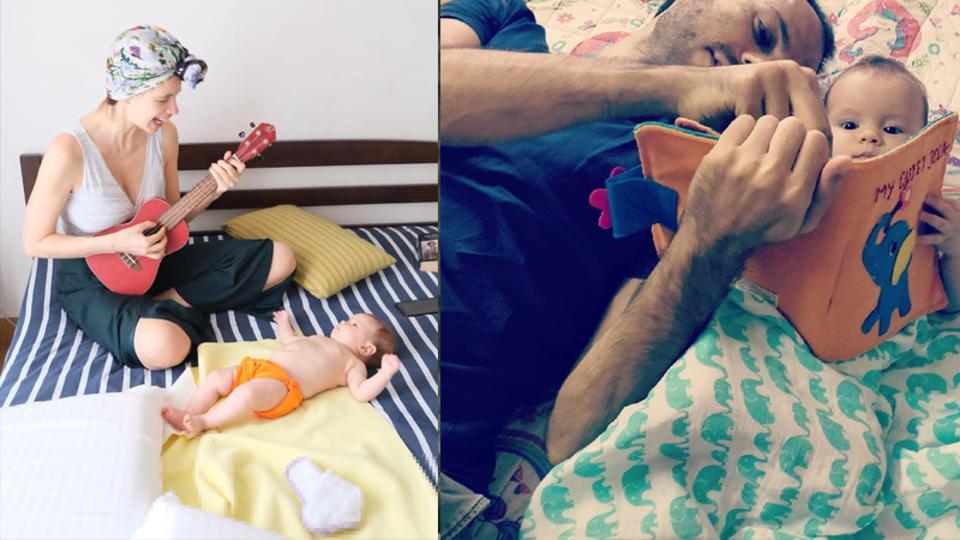 Kalki Koechlin’s boy friend Guy Hershberg reads out stories to their four-month-old daughter, actor says ‘start them young’