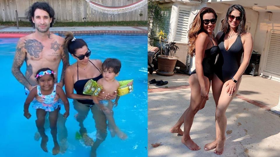 Sunny Leone Pool Xxx - Sunny Leone, her family enjoy a dip in the pool on a hot Los Angeles day,  see pics | Bollywood - Hindustan Times