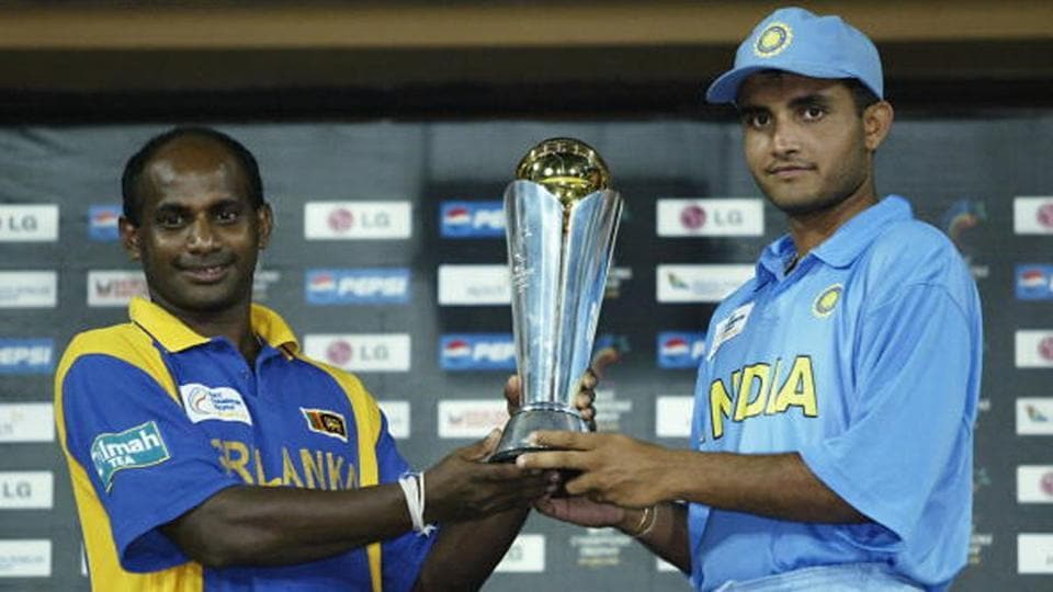 Sourav Ganguly and Sanath Jayasuriya with the 2002 Champions Trophy after India and Sri Lanka were declared joint winners. (Getty Images) Sourav Ganguly and Sanath Jayasuriya with the 2002 Champions Trophy after India and Sri Lanka were declared joint winners. (Getty Images)