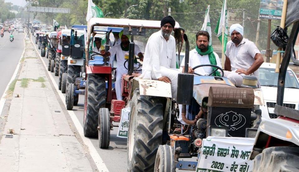 Farmers Take Out Tractor March In Punjab Against Three Farm Reform ...