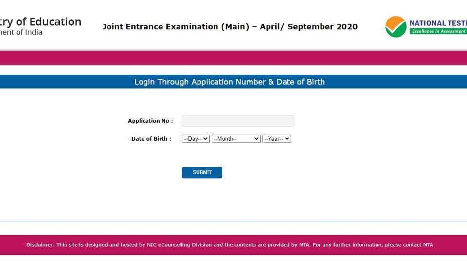 Jee Mains 2020 Admit Card Released At Jeemain Nta Nic In Here S How To Download Hindustan Times