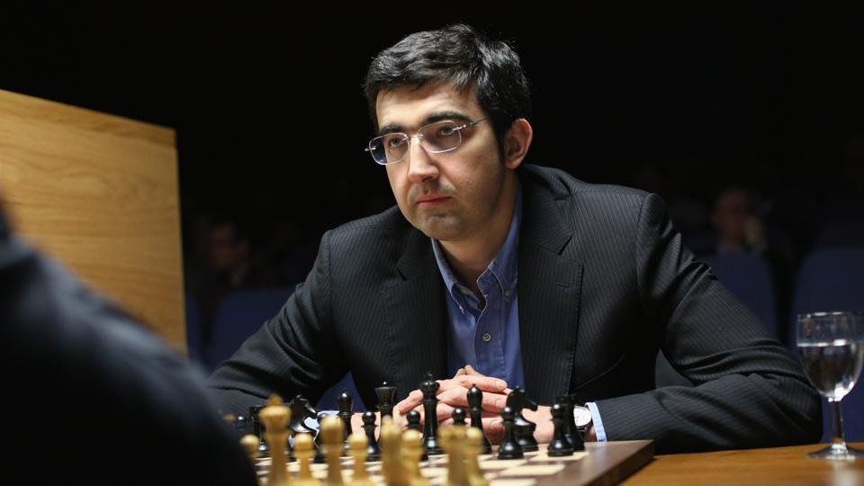 World chess champion Vladimir Kramnik at the launch of the man versus  machine chess tournament in London. Kramnik told the launch he was  confident he could reclaim humanity's supremacy over technology in