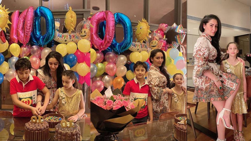 As Sanjay Dutt comes out ‘victorious’ after cancer diagnosis, wife Maanayata Dutt throws another birthday party for kids. See pics