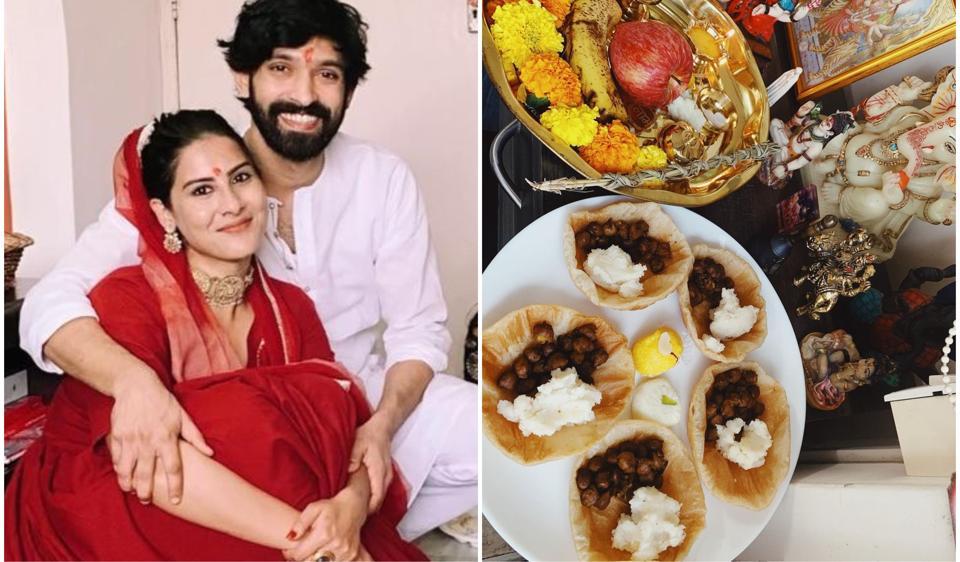 Vikrant Massey celebrates Durga Ashtami with fiancee Sheetal Thakur, see  photos | Bollywood - Hindustan Times