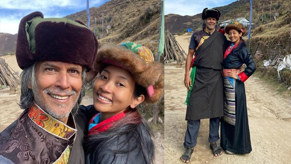 Milind Soman, wife Ankita Konwar deck up in local attire on their trek to Kala Pokhri. See pics, video