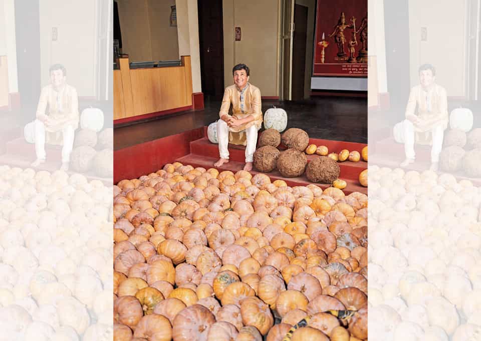 The courtyard in the Sri Krishna Matha where the produce is stored for the daily meals of rice, sambar and payasam (Prabhat Shetty)