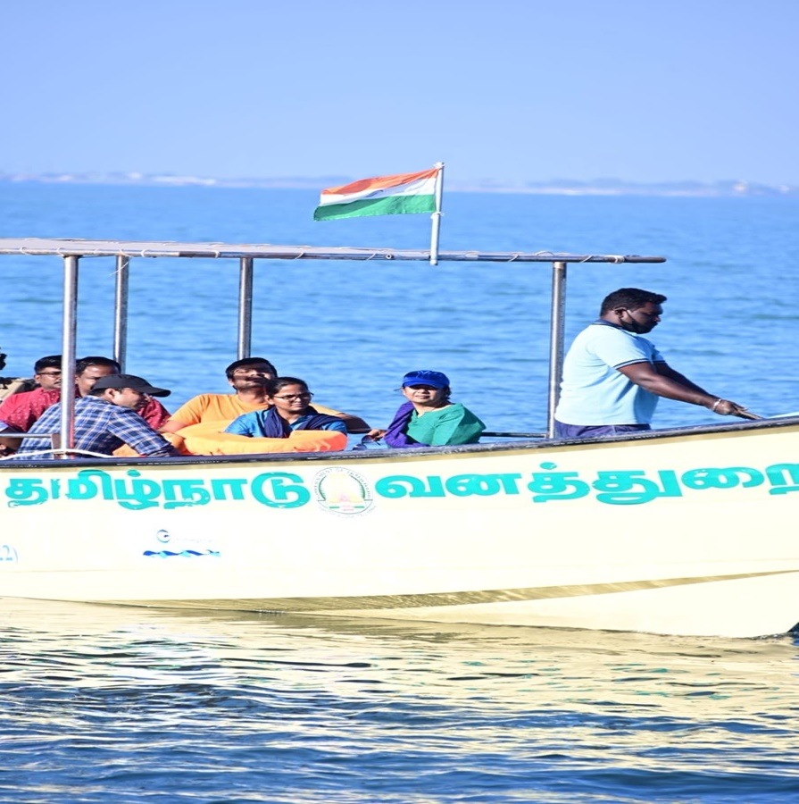 இந்த பணிகளையும், வனத்துறை மூலம் வான் தீவு பகுதிகளில் நடைபெற்று வரும் பல்வேறு பணிகளையும் கனிமொழி எம்.பி படகில் சென்று நேற்று (செப்.24) பார்வையிட்டு ஆய்வு மேற்கொண்டார்.