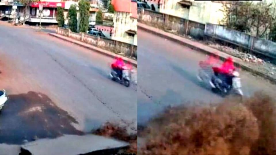 Viral Video: ஸ்கூட்டரிலிருந்து பறந்த பெண் - குழாய் வெடித்ததில் படுகாயம்!