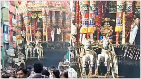 மதுரை கூடலழகர் பெருமாள் கோயில் தேரோட்ட நிகழ்வின் காட்சிகள்