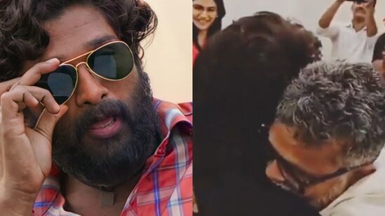 சிறந்த நடிகருக்கான விருது அறிவிக்கப்பட்டதை தெடர்ந்து, நடிகர் அல்லு அர்ஜுனை ஆரத் தழுவிய புஷ்பா படத்தின் இயக்குநர் சுகுமார் சிறந்த நடிகருக்கான விருது அறிவிக்கப்பட்டதை தெடர்ந்து, நடிகர் அல்லு அர்ஜுனை ஆரத் தழுவிய புஷ்பா படத்தின் இயக்குநர் சுகுமார்