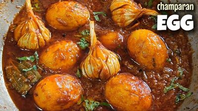 Champaran Egg Curry : பீகார் ஸ்டைல் முட்டை, உருளைக்கிழங்கு கிரேவி. எக் சம்பாரன், பூண்டை முழுதாக சேர்த்து செய்வது. இப்டி செஞ்சு பாருங்க செம்ம டேஸ்டா இருக்கும்.