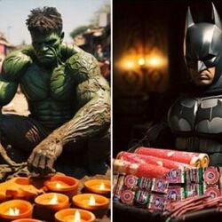 <p>தீபாவளி நெருங்கிவிட்டதால் அதற்கான ஏற்பாடுகள் தொடங்கியுள்ளன. சிலர் வீட்டை சுத்தம் செய்வதிலும், சிலர் ஷாப்பிங்கிலும் மும்முரமாக உள்ளனர். இருப்பினும், சூப்பர் ஹீரோக்கள் தீபாவளியைக் கொண்டாடினால் எப்படி இருக்கும் என்று நீங்கள் எப்போதாவது யோசித்திருக்கிறீர்களா? @sahixd இன்ஸ்டாகிராமில் சில AI புகைப்படங்களைப் பகிர்ந்துள்ளார், அதில் சூப்பர் ஹீரோக்கள் தீபாவளியின் வண்ணங்களில் மூழ்கியிருப்பதைக் காணலாம்.</p>