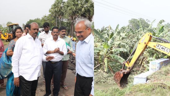 வெள்ளம் பாதித்த தூத்துக்குடி மாவட்டத்தில் மீட்பு பணிகளை பார்வையிடும் பொதுப்பணி மற்றும் நெடுஞ்சாலைகள் துறை அமைச்சர் எ.வ.வேலு