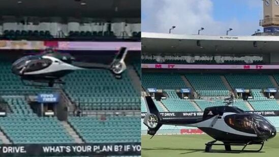 David Warner landed on a helicopter.