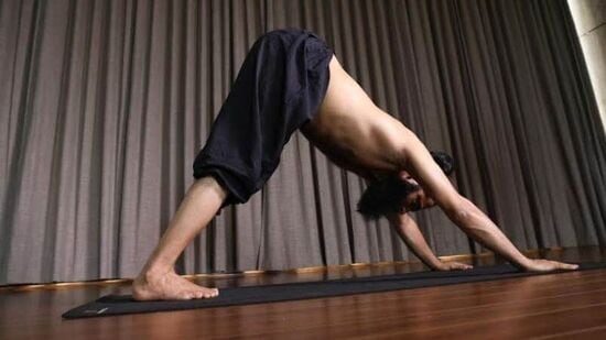 1.அதோ முக ஸ்வனாசனா(Adho Mukha Svanasana): இந்த ஆசனம் கீழ்நோக்கி எதிர்கொள்ளும் நாய் போன்றது. நேராக நின்று பின் இடுப்பை வளைத்து தலைகீழ் V- வடிவத்தை உருவாக்கவும். உங்கள் கைகளை பாயில் உறுதியாக அழுத்தி, தோள்கள் மற்றும் கைகள் வழியாக, உங்கள் கைகளை நீட்டவும். 20 சுவாசங்கள் இதே நிலையில் வைத்திருங்கள். உங்கள் கைகள் மற்றும் தோள்களில் உள்ள தசைகளை ஈடுபடுத்துங்கள்.