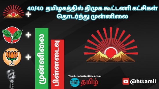 தமிழகம் புதுச்சேரியில் 40 தொகுதிகளிலும் திமுக முன்னிலை