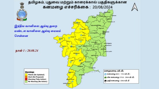 Weather Update: கோயம்புத்தூர் மாவட்ட மலைப்பகுதிகள், கன்னியாகுமரி, திருநெல்வேலி, தென்காசி, தேனி திண்டுக்கல், மதுரை, திருப்பூர், நீலகிரி, ஈரோடு, தர்மபுரி, கிருஷ்ணகிரி, சேலம் மற்றும் நாமக்கல் மாவட்டங்களில் ஓரிரு இடங்களில் கனமழை பெய்ய வாய்ப்புள்ளது.