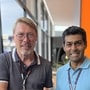 Two-time Formula 1 world champion Mika Hakkinen with Karun Chandhok. (HT Photo)