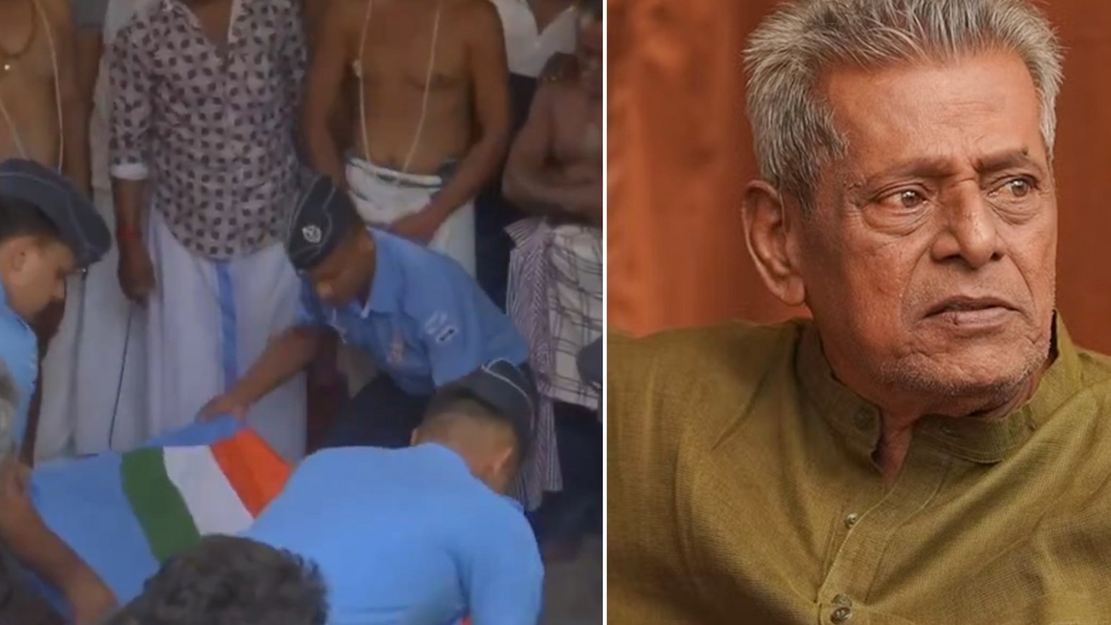 நடிகர் டெல்லி கணேஷ் உடலுக்கு இறுதி மரியாதை செலுத்திய விமானப்படையினர்! தேசியக் கொடியுடன் அடக்கம் செய்யப்பட்ட உடல்