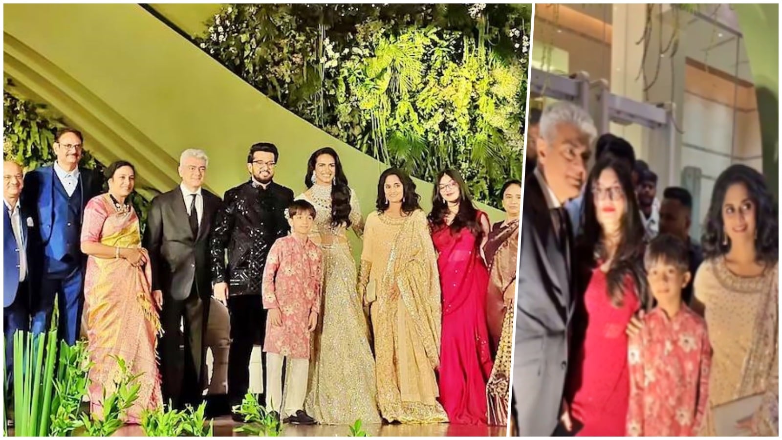 அழகு தேவதையாக ஜொலித்த மகள்.. குடும்பத்துடன் பி.வி. சிந்து திருமணம் வரவேற்பில் அஜித்குமார் - புகைப்படம், விடியோ வைரல்