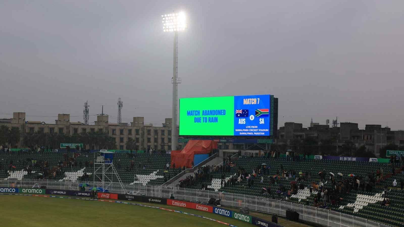 ஐசிசி சாம்பியன்ஸ் டிராபி 2025: மழையால் ரத்து.. தென் ஆப்பரிக்கா, ஆஸி.,க்கு தலா ஒரு புள்ளி - இங்கிலாந்துக்கு நாக் அவுட்