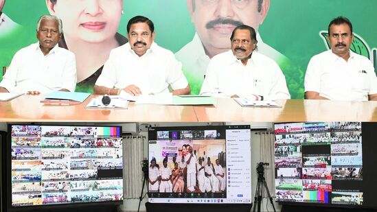 சென்னை, ராயப்பேட்டை, அவ்வை சண்முகம் சாலையில் உள்ள தலைமைக் கழக புரட்சித் தலைவர் எம்.ஜி.ஆர். மாளிகையில் காணொளிக் காட்சி மூலம் (Video Conference) மூலம் ஆலோசனை கூட்டம் நடைபெற்றது.&nbsp;