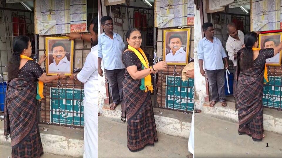 டாஸ்மாக் நிறுவனத்தில் 1000 கோடி முறைகேடு: டாஸ்மாக் கடையில் முதலமைச்சர் மு.க.ஸ்டாலினின் படத்தை மாட்டிய பாஜகவினர்!