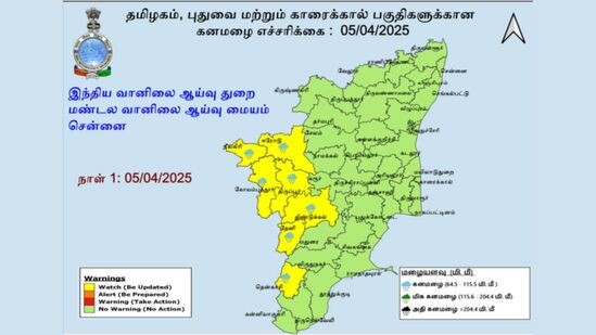 Heavy rain: 7 மாவட்டங்களில் இன்றும் கனமழை எச்சரிக்கை! கன்னியாகுமரியில் 19 செ.மீ மழை கொட்டித் தீர்த்தது!