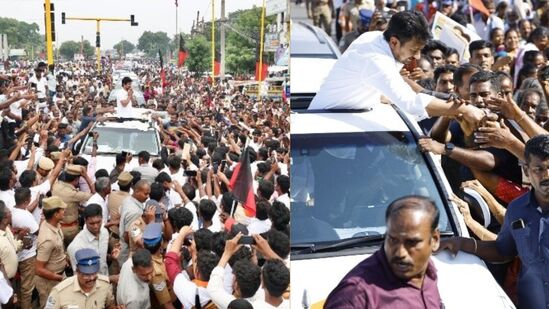 கோவையில் விஜய்க்கு டஃப் கொடுத்த உதய்! விமான நிலையம் முதல் ரோட்ஷோ! ஒரு கி.மீ நீளத்திற்கு பிரம்மாண்ட வரவேற்பு! கோவையில் விஜய்க்கு டஃப் கொடுத்த உதய்! விமான நிலையம் முதல் ரோட்ஷோ! ஒரு கி.மீ நீளத்திற்கு பிரம்மாண்ட வரவேற்பு!