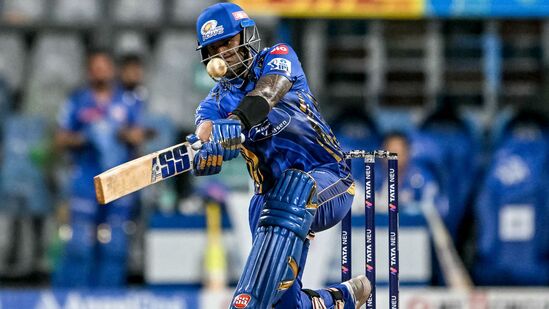 Mumbai Indians' Suryakumar Yadav plays a shot during the Indian Premier League (IPL) Twenty20 cricket match between Mumbai Indians and Delhi Capitals at the Wankhede Stadium in Mumbai on May 21, 2025. (Photo by Punit PARANJPE / AFP) / -- IMAGE RESTRICTED TO EDITORIAL USE - STRICTLY NO COMMERCIAL USE -- Mumbai Indians' Suryakumar Yadav plays a shot during the Indian Premier League (IPL) Twenty20 cricket match between Mumbai Indians and Delhi Capitals at the Wankhede Stadium in Mumbai on May 21, 2025. (Photo by Punit PARANJPE / AFP) / -- IMAGE RESTRICTED TO EDITORIAL USE - STRICTLY NO COMMERCIAL USE --