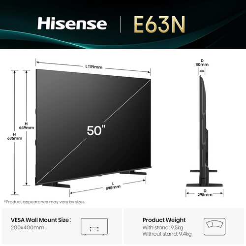 Hisense 126 cm i E63N Series 4K Ultra HD Smart Google LED TV 50E63N