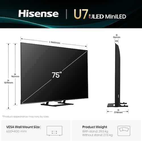 Hisense 75 inch Mini LED TV 75U7Q