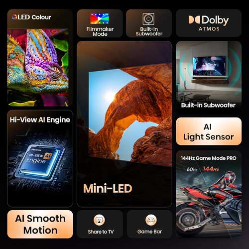 Hisense U7Q Series 85 inch 4K Mini LED QLED TV 85U7Q