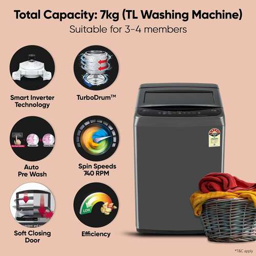 LG 7 kg Washing Machine Fully Automatic Top Load for Everyday Indian HomesT70VBMB1Z