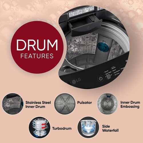 LG 7 kg Washing Machine Fully Automatic Top Load for Everyday Indian HomesT70VBMB1Z