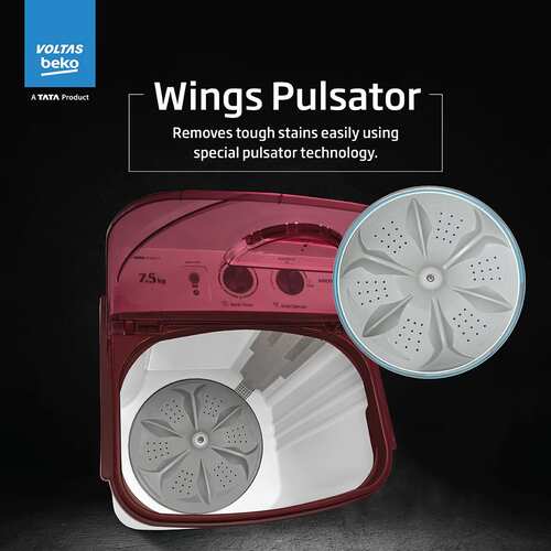 Voltas Beko 7.5 kg Semi Automatic Top Load Washing Machine WST75UC BRSSWH2PTD